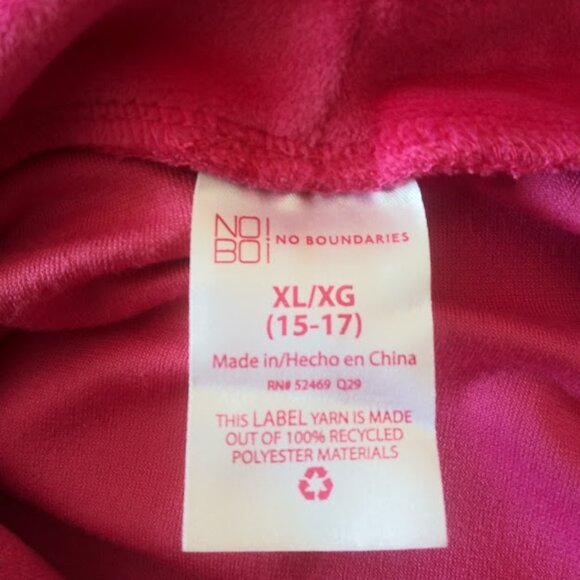 No Boundaries women's size 15-17 XL pink and white velour hoodie sweatshirt - Picture 13 of 15
